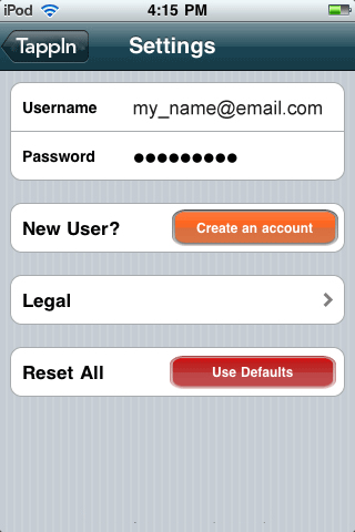 TappIn Apple iOS Log In